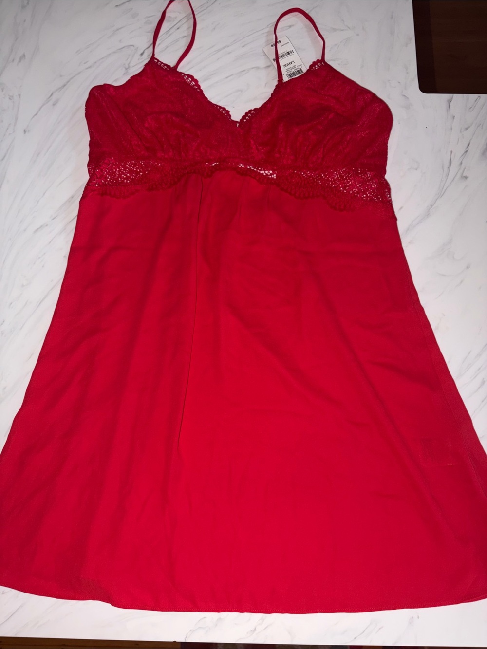 Inc nightie lingerie lace negligee short night gown ski patrol new nwt l